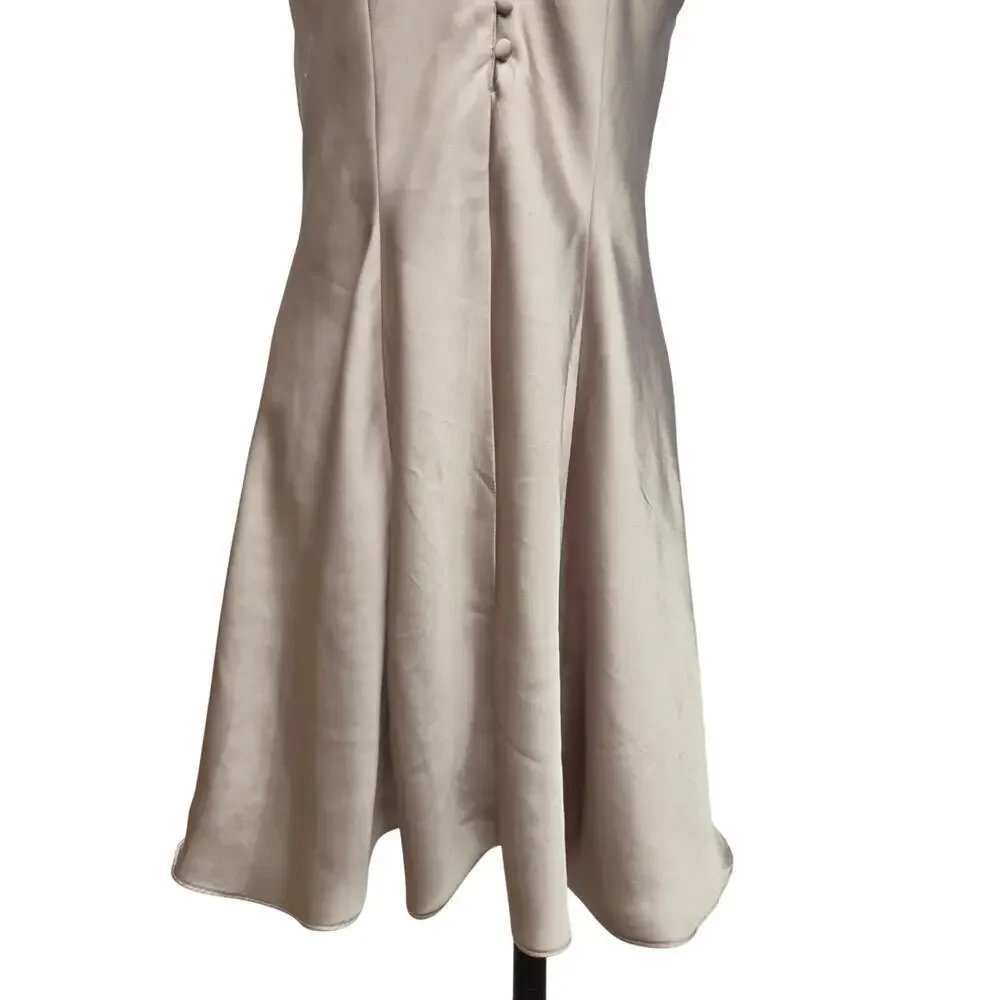 Vintage Gold Slip Dress Size M Erica Taylor Intimates Satin Sleeveless Nightgown